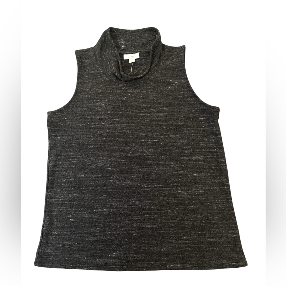 J. Jill Black Mock Neck Small Sleeveless Multi Cotton Blend White Fleck NWT $59